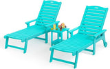 LUE BONA HDPS Chaise Lounge Chairs Set with Table, 3-Piece, Outdoor Pool Lounge Chair with Adjustable Backrest - Photo 1