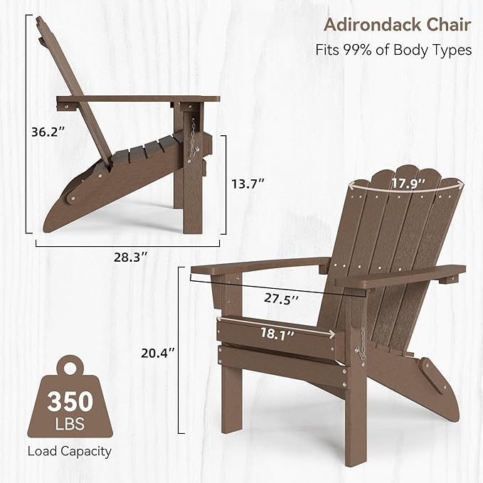 Adirondack Chairs, Folding Chairs Set of 4 - Photo 3