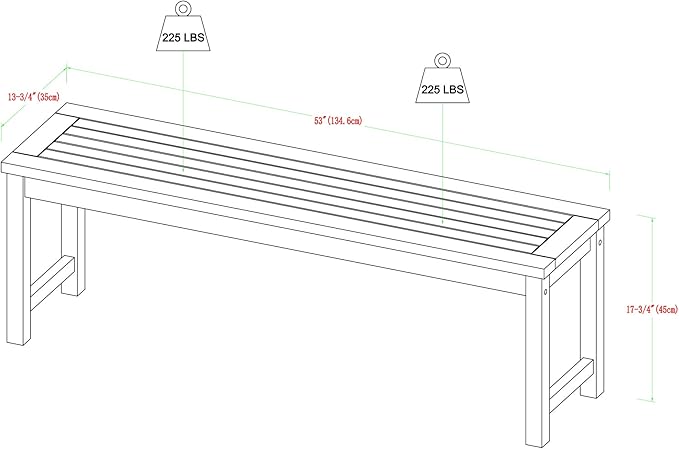 Walker Edison Rendezvous Modern Solid Acacia Wood Slatted Patio Bench, 53 Inch, Grey Wash