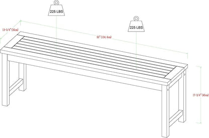 Walker Edison Rendezvous Modern Solid Acacia Wood Slatted Patio Bench, 53 Inch, Grey Wash