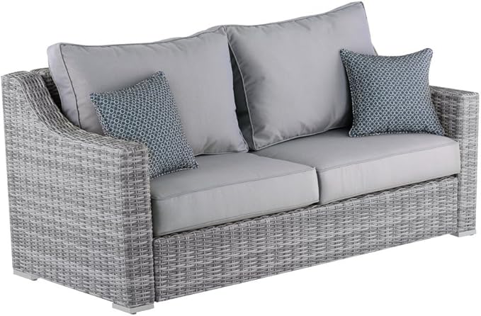 Elle Decor Vallauris Patio Outdoor Furniture Collection, Premium All Weather Wicker, Sofa, Gray - Photo 1