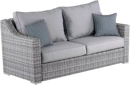 Elle Decor Vallauris Patio Outdoor Furniture Collection, Premium All Weather Wicker, Sofa, Gray