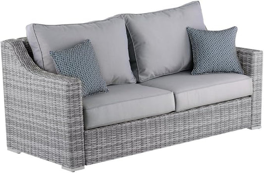 Elle Decor Vallauris Patio Outdoor Furniture Collection, Premium All Weather Wicker, Sofa, Gray