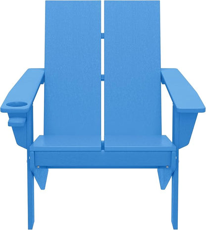 WestinTrends Riviera Outdoor HDPE Modern Adirondack Chair with Cup Holder, Pacific Blue