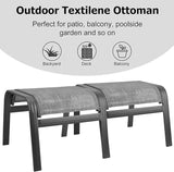 Patio Outdoor Ottoman Footstools Assembled Aluminum Footrest Side Table Small Chairs Patio Ottoman 2 Set Grey - Photo 5