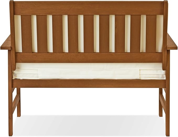 Furinno FG17319 Tioman Outdoor Hardwood Patio Furniture Mediterranean Bench with Cushion, 1, Natural