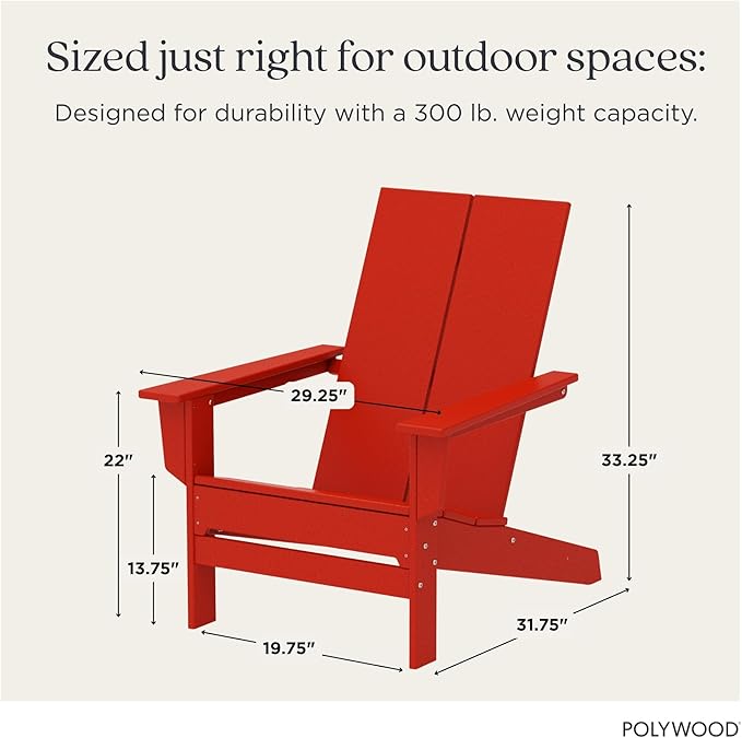 POLYWOOD Contemporary Modern Oversized Adirondack Chair in Sunset Red - Photo 2