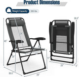 Giantex Set of 4 Patio Folding Chairs, Portable Outdoor Dining Chairs with 7-Level Adjustable Backrest, Headrest - Photo 3