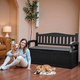 JUMMICO 80 Gallon Resin Outdoor Storage Bench, Large Deck Box with Armrest, Lockable&Waterproof for Garden, Home, Patio - Photo 2