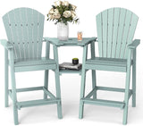 FOOWIN Tall Adirondack Chair Set of 2, All Weather HDPE Bar Height Adirondack Chair with Double Connecting Trays - Photo 1