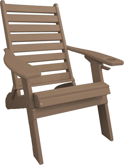 Furniture Barn USA Farmhouse Collection Poly Ladderback Folding Adirondack Chair, Weathered Wood