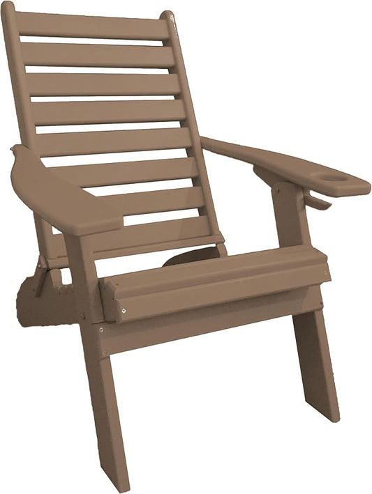 Furniture Barn USA Farmhouse Collection Poly Ladderback Folding Adirondack Chair, Weathered Wood