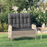 Garden Bench Deck Bench Reclining Patio Bench with Cushions 42.1" Poly Rattan Gray - Photo 1