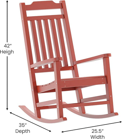 Flash Furniture Winston All-Weather Poly Resin Rocking Chair in Red