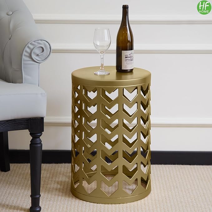 Nesting Side Table Set of 3 Decorative Round Garden Stools for Indoor Outdoor Heavy Duty Metal Frame Side Table - Photo 7