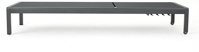 Christopher Knight Home Cape Coral Outdoor Aluminum Chaise Lounge with Mesh Seat, Grey / Dark Grey