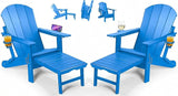 PASAMIC Folding Adirondack Chairs Set of 2 with Retractable Ottoman, 5-Position Adjustable Backrest - Photo 1