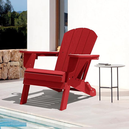 LOUNZY Folding Adirondack Chair Set of 2, Dark Red