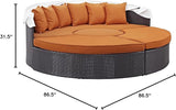 Modway Convene Wicker Rattan Outdoor Patio Retractable Canopy Round Poolside Sectional Sofa Daybed with Cushions in - Photo 2