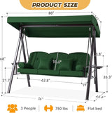 3 in 1 Outdoor Porch Swing with Canopy, 3 Seat Outdoor Swing for Adults, Patio Swing Chair with Thickened Cushions - Photo 8