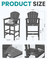 SERWALL Tall Adirondack Chairs Set of 2 with Double Layer Connecting Tray, HDPE Bar Height Outdoor Chairs - Photo 2