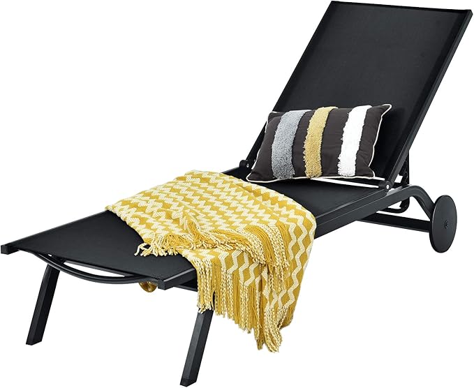 Tangkula Outdoor Aluminum Chaise Lounge, Patio Lounge Recliner Chair w/6 Adjustable Backrest - Photo 9