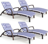 Chaise Lounge Chairs Outdoor Set of 4, Comfy Outside Wicker Patio Pool Lounge Chair w/ 5 Adjustable Back Angle - Photo 1