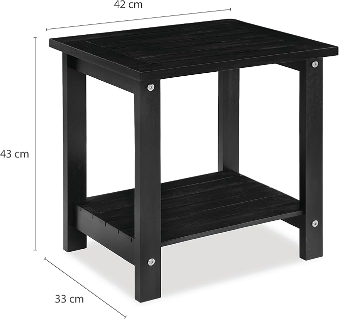 Black Adirondack Outdoor Accent Table – Weather-Resistant Acacia Wood Outdoor End Table with Double Storage - Photo 3