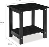 Black Adirondack Outdoor Accent Table – Weather-Resistant Acacia Wood Outdoor End Table with Double Storage - Photo 3