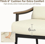 NATURAL EXPRESSIONS Patio Sofa Outdoor Furniture Metal Chair with Wicker Backrest & 6 Inches Cushion for Indoor - Photo 6