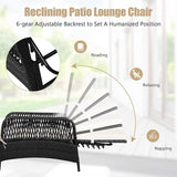 HAPPYGRILL Patio Chaise Lounge Chair Set of 2, Outdoor Rattan Wicker Recliner with Thick Cushion, Lumbar Pillow - Photo 6