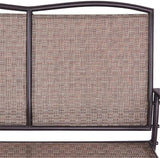 Pemberly Row Patio Glider Rocking Bench, Durable Metal Frame, Ergonomic Design, Brown Finish - Photo 8