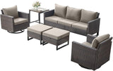 Rilyson Wicker Outdoor Patio Furniture Set - 6 Piece Patio Conversation Set with 2 Swivel Rocker Chairs - Photo 2