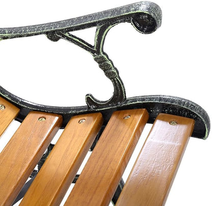 Giantex 50'' Patio Park Garden Bench, Weather Proof Porch Path Chair, 470 LBS Bearing Capacity Outdoor Furniture with Wood Frame, Rugged Durable Cast Iron Structure