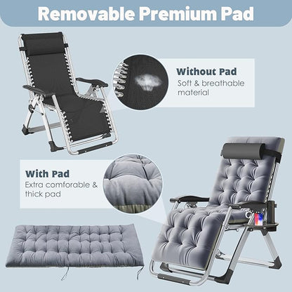 Slsy Zero Gravity Chair, Reclining Lounge Chair with Removable Cushion & Tray for Indoor and Outdoor, Patio Recliner Folding Reclining Chair