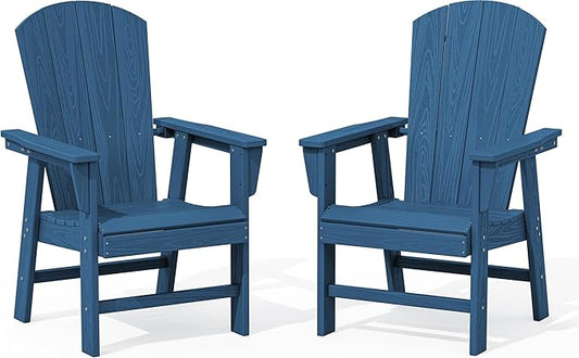 SERWALL Outdoor Adirondack Dining Chair Set of 2, All Weather HDPE Patio Chairs, Navy