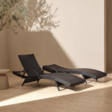 Set of 2 Black Outdoor Chaise Lounge Chairs, Wicker Patio Lounge Chairs with Adjustable Backrest and Armrests - Photo 1
