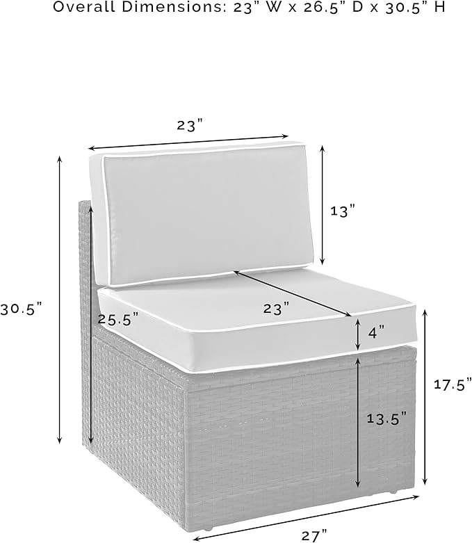 Crosley Furniture Palm Harbor Armless Outdoor Sectional Chair, Wicker Patio Chairs for Porch, Deck, Backyard - Photo 3
