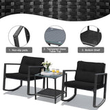 HAPPYGRILL 3-Piece Rocking Bistro Set Outdoor Patio Conversation Set with Rocking Chairs and Coffee Table - Photo 6