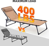 Folding Chaise Lounge Chair Bed Set of 2 - Heavy-Duty 400lb Capacity Portable Adjustable Recliner w/Pillow for Patio - Photo 4