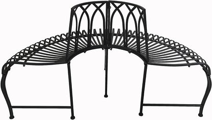 Hi-Line Gift Ltd. Semi-Circle Black Matal Tree Wrap Garden Bench
