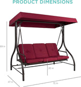 Best Choice Products 3-Seat Outdoor Large Converting Canopy Swing Glider, Patio Hammock Lounge Chair for Porch - Photo 7