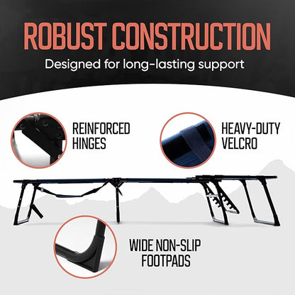 Outdoor Lounge Chair | Extra Large Portable cot incl Leg Raising adjustability | Easy Setup & Takedown | Supports Adults up to 300 lb | Ideal for Camping Patio, Balcony, Beach & More