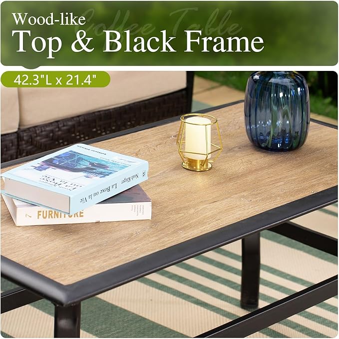 Sophia & William Metal Patio Furniture Set, 4 Seats Outdoor Conversation Set with Loveseat Sofa, 2 Swivel Chairs - Photo 6