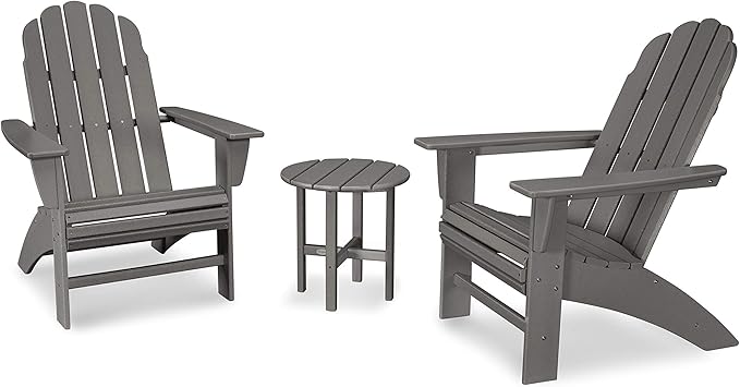 POLYWOOD Vineyard 3-Piece Curveback Adirondack Chair Set