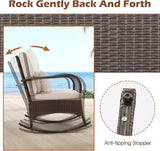 ORALNER 3 Pieces Patio Furniture Set, Outdoor Wicker Rocking Chairs with Cushions, Pillows, Glass Coffee Table - Photo 3