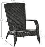 Outsunny Patio Wicker Adirondack Chair, Outdoor All-Weather Rattan Fire Pit Chair w/Soft Cushions - Photo 3