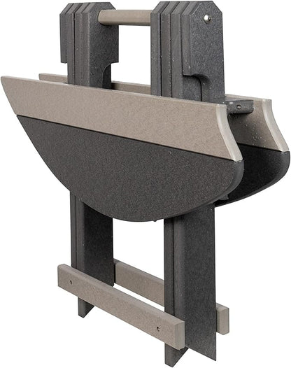 Amish-Made Surfboard Shaped Gray Poly Folding Side Table