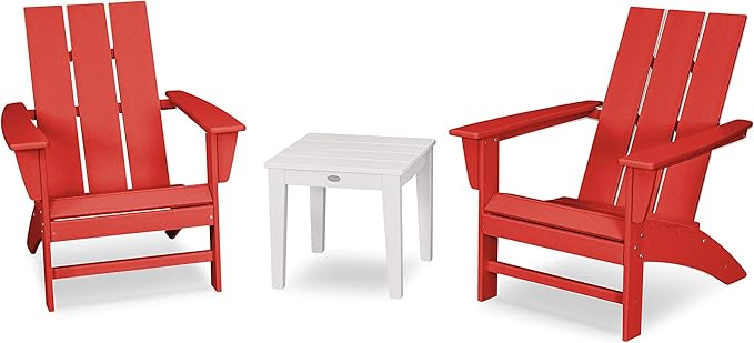 POLYWOOD Modern 3-Piece Adirondack Chair Set with End Table