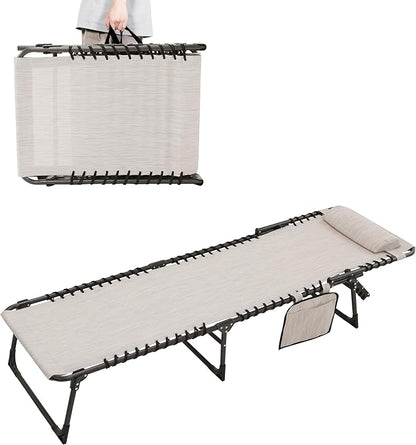 BlueWish Patio Chaise Lounge Chair, Lounge Chairs for Outside with 5 Position Reclining Backrest, Removable Pillow, 265 lbs Capacity, Folding Lounge Chair for Beach, Patio, Poolside